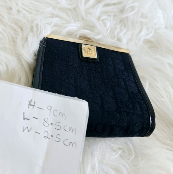 Christian Dior Trotter Logo Metal Clasp Jacquard Leather Coin Purse 💙 Vintage🌴 - Picture 11 of 14